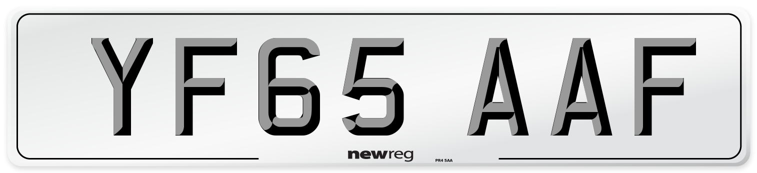 YF65 AAF Number Plate from New Reg